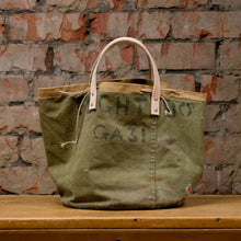 Load image into Gallery viewer, Canvas Green Cylinder Bottom Tote Small (RE-S004)