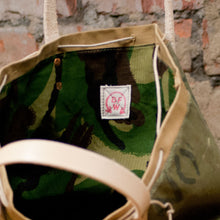 Load image into Gallery viewer, Canvas Green Cylinder Bottom Tote Small (RE-S004)