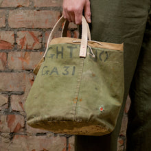 Load image into Gallery viewer, Canvas Green Cylinder Bottom Tote Small (RE-S004)