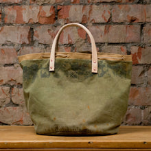 Load image into Gallery viewer, Canvas Green Cylinder Bottom Tote Small (RE-S004)