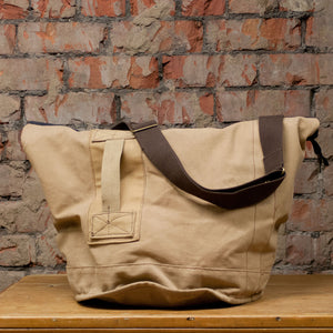 Canvas Tan Cylinder Bottom Tote Large (RE-S003)